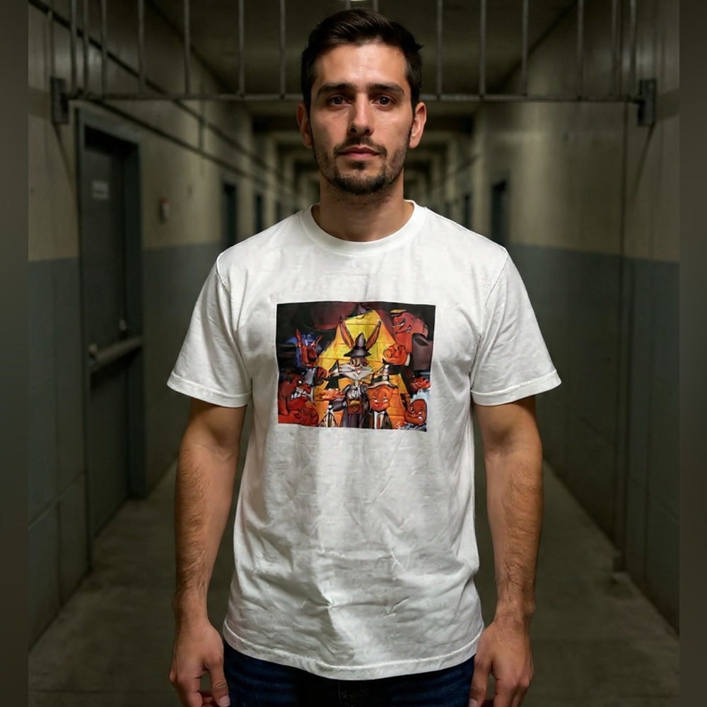 White Graphic Crewneck T-Shirt - Men's Casual Tee